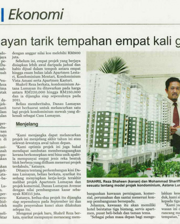 Utusan Malaysia - Ekonomi - "Danau Lumayan tarik tempahan empat kali ganda"